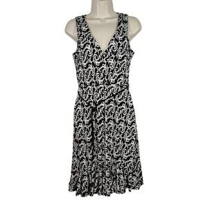 White House Black Market Dress Surplice Neckline Sleeveless Women Size S Black